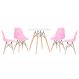 Mesa redonda Eames 70 cm + 4 cadeiras Eiffel DSW Mesa branco com cadeiras rosa claro