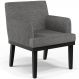 Poltrona Decorativa Para Sala De Estar Base Preto Beatriz W01 Linho Cinza Escuro - Lyam Decor