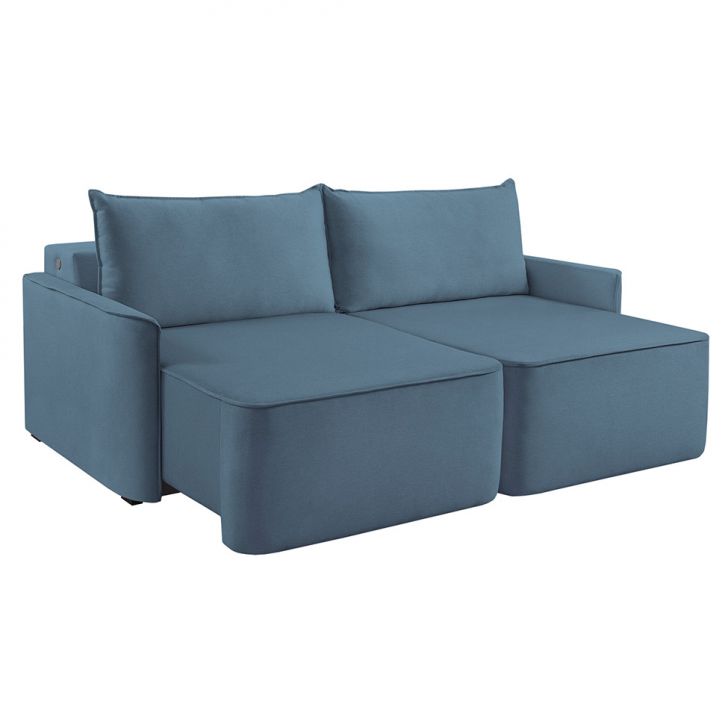 Image of Sofá 2 Lugares Retrátil Moon Com Usb Linho Azul 160 Cm PLA-MO895UP31ZVGMOB