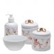 Potes, Molhadeira e Porta Álcool-Gel Com Capa Lacinho Dourado Quarto Bebê Infantil Menina