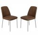 Conjunto 2 Cadeiras Londres Couro Marrom Metal Champanhe