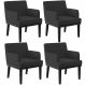 Kit 04 Poltronas Decorativas Sala de Estar Base Preto Beatriz W01 Bouclê Preto - Lyam Decor