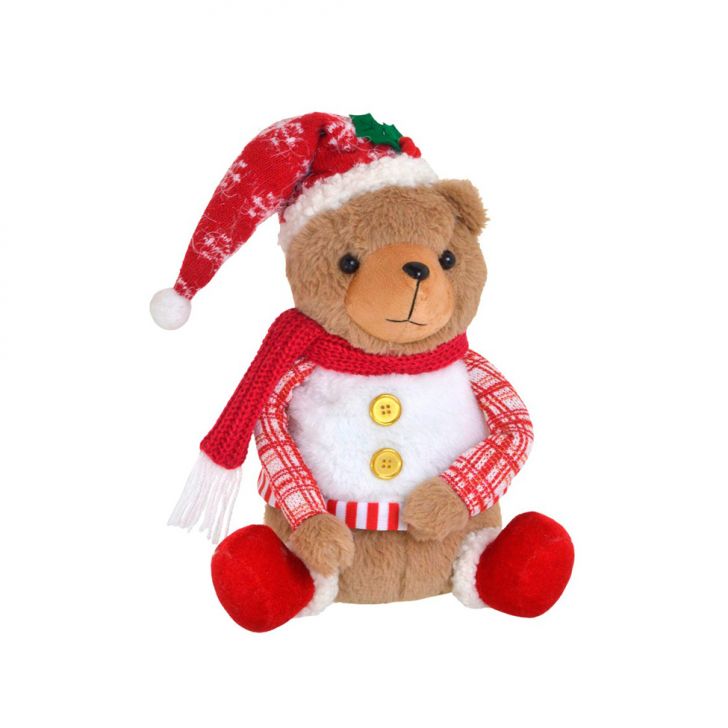 Enfeite Natalino Espressione Urso Branco e Marrom 33 cm