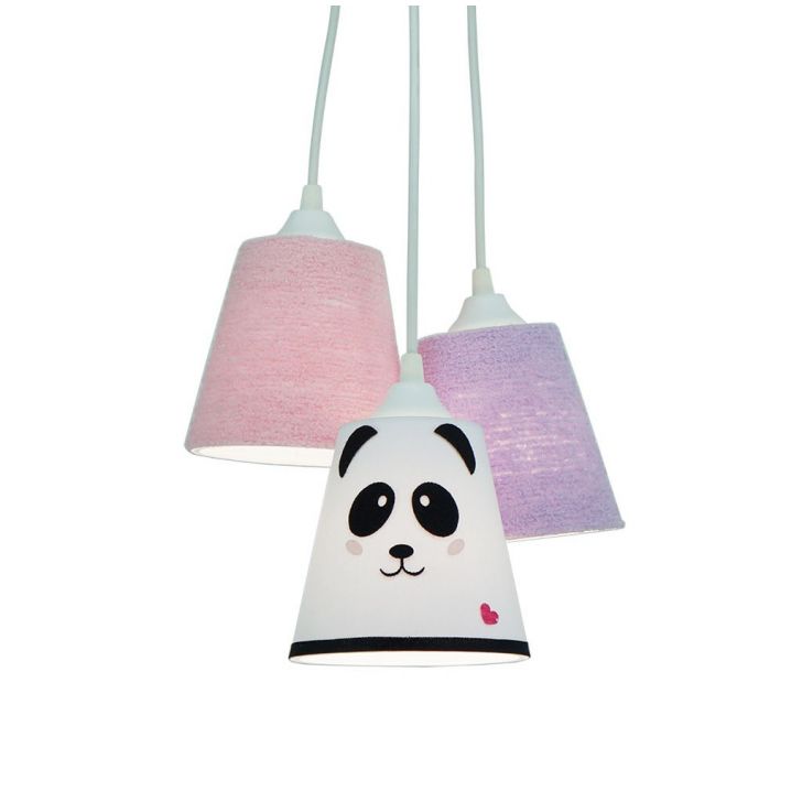 Lustre Pendente Cacho Triplo Frufru e Panda