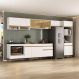 Armário de Cozinha Modulada Completa 357cm com Balcão para Cooktop Veneza Multimóveis MP2274 Branco/Dourado