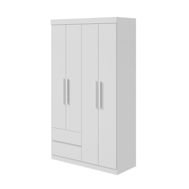 Guarda-roupa Casal Zeus Sem Pés 4 Portas 2 Gavetas Branco