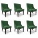 Kit 6 Cadeiras Decorativas Sala de Jantar Base Fixa de Madeira Firenze Veludo Verde/Preto G19 - Gran Belo