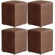 Kit 04 Puffs Quadrado L02 Decorativo Couríssimo Marrom - Lyam Decor