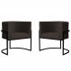 Kit 2 Poltronas Decorativa Sala de Estar Luana Base Preta Veludo Marrom - Montanaris Decor