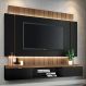 Painel TV 55 Pol 180cm Bancada Suspensa Illusion Preto/Castanho - HB Móveis