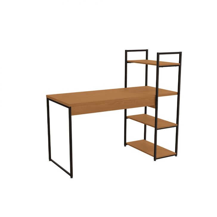 Mesa de Escritório com Estante Goya Canela e Preta