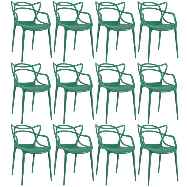 Kit 12 cadeiras Masters Allegra Verde escuro