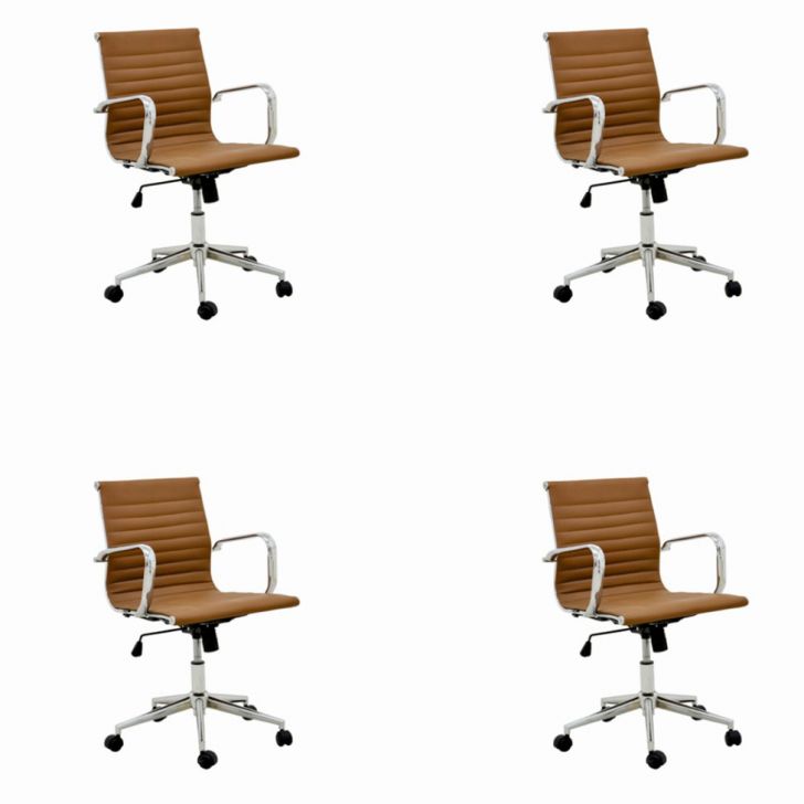 Conjunto com 4 Cadeiras de Escritório Sevilha I Marrom