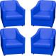 Kit 4 Poltronas Decorativas Para Sala Mila Corino Azul Royal Pé De Plástico - Clique E Decore