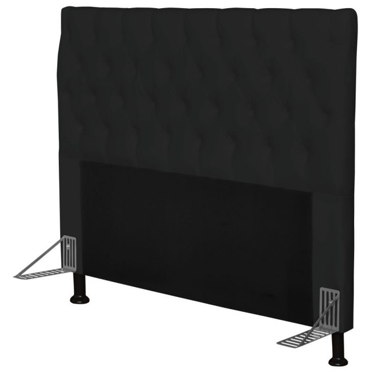 Cabeceira Cama Box Casal 140cm Cristal Corino Preto - JS Móveis