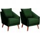 Kit 2 Poltronas para Sala e Escritório Decorativas Ellen Veludo Verde