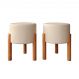 Kit Puff Banqueta Redondo Thor Decorativo Quarto Sala Luxo Bege