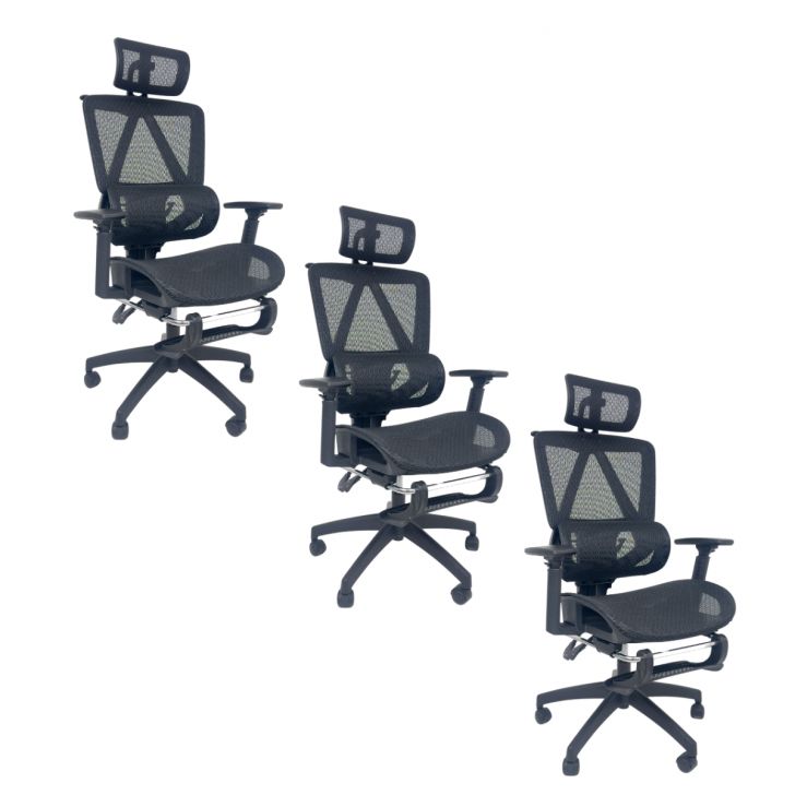 Kit 3 Cadeiras de Escritório Presidente Executiva Oficial Titan Preto