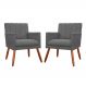 Kit 02 Poltronas Decorativas Cecilia Pés Palito Suede Cinza - DS Estofados