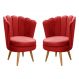 Kit 02 Poltronas Decorativa Pétala Pés Palito - Suede Vermelho