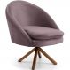 Poltrona Decorativa Base Giratória de Madeira Rafa D02 Veludo Rosê C-305 - Lyam Decor