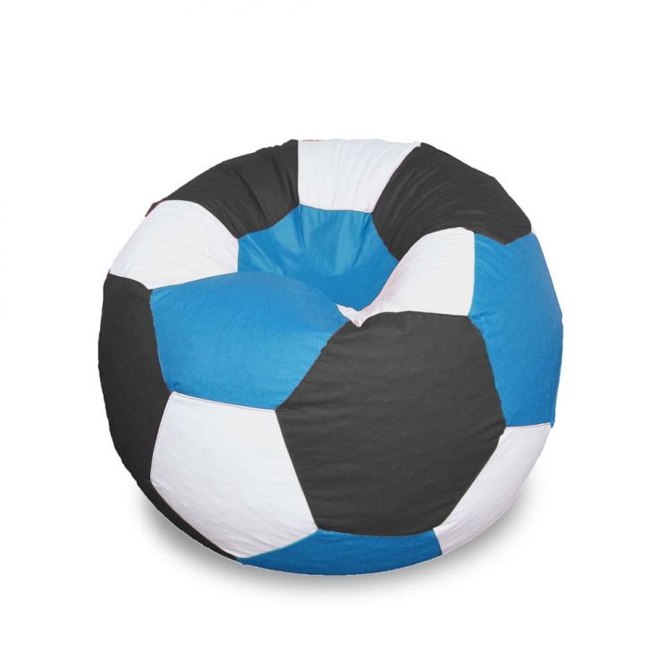 Puff Bola Super Em Azul Branco & Preto