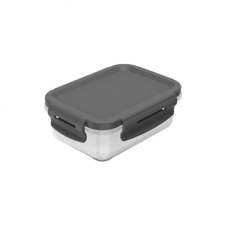 Pote Retangular Click Transparente e Chumbo 380 ml