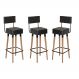 Kit 03 Bancos | Banquetas Banquetas Pés Palito Barcelona Courissimo Preto - Salaone