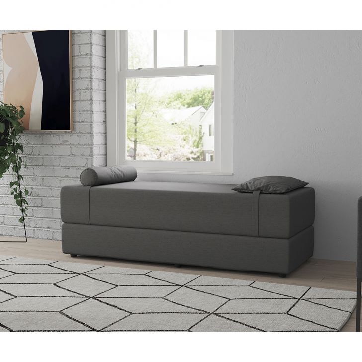 Sofá-Cama Casal 3 Lugares Cecília Linho Grafite