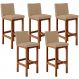 Kit 05 Banquetas Altas Para Cozinha Sala De Jantar Fixa Alya L02 Linho Bege Escuro - Lyam Decor
