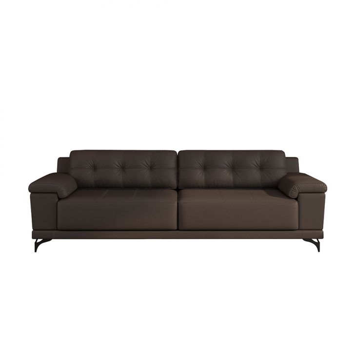 Image of Sofá 3 Lugares Carrara Couro Marrom PLA-PL601UP31KIQMOB
