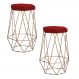 Kit 2 Banqueta Decorativa Rubel Base Gold Veludo Vermelho - Gran Belo