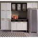 Cozinha Completa Modulada Aço 4 Peças com Balcão com Tampo Multimóveis CR20370 Branco/Preto