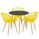 Mesa de jantar redonda 80 cm preto + 3 cadeiras Clarice Nest Amarelo