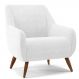 Poltrona Decorativa Fixa Pés de Madeira Paloma D02 Corano Branco C-12 - Lyam Decor