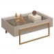 Mesa Centro Espelhada 92 cm Pes Metal Kika Bali Dourado DJ MOVEIS