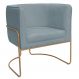 Poltrona Decorativa Betina Base Aço Ouro Fosco Bouclé Azul Claro - Nexta Casa