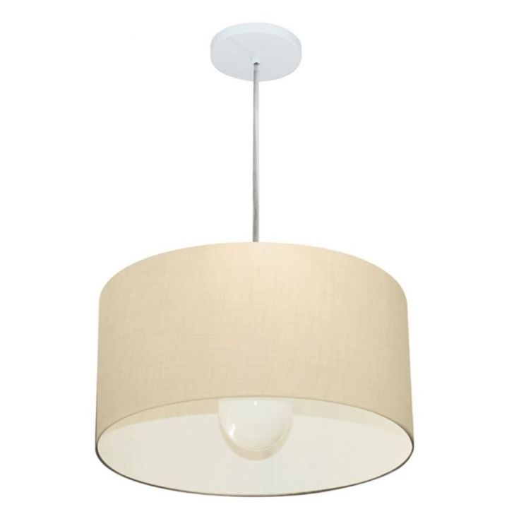 Pendente Cilíndrico Md-4202 Cúpula em Tecido 40x25cm Algodão Crú - Bivolt