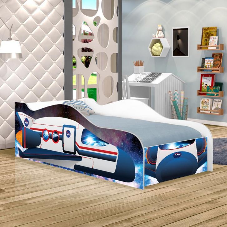 Cama Foguete Espacial Kids Solteiro Com Colchão