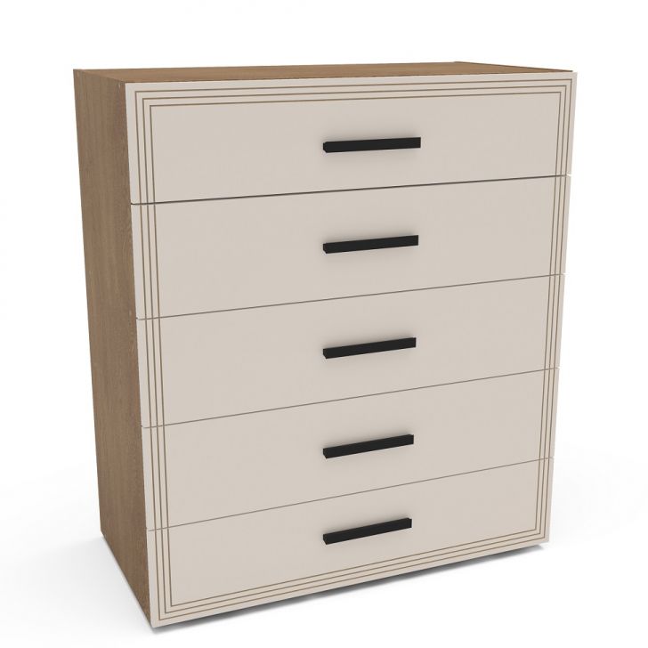 Cômoda Valência 5 Gavetas Freijó e Creme