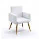 Poltrona Decorativa Estofada Vega Para Sala de Estar Couro Artificial Branco Aradecor
