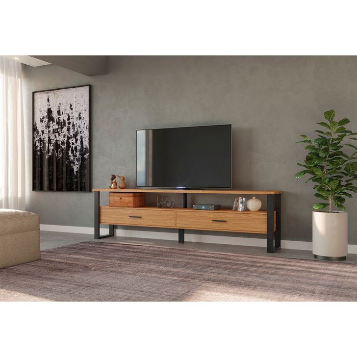 Rack Pernambuco 2 GV Freijó e Preto 220 cm