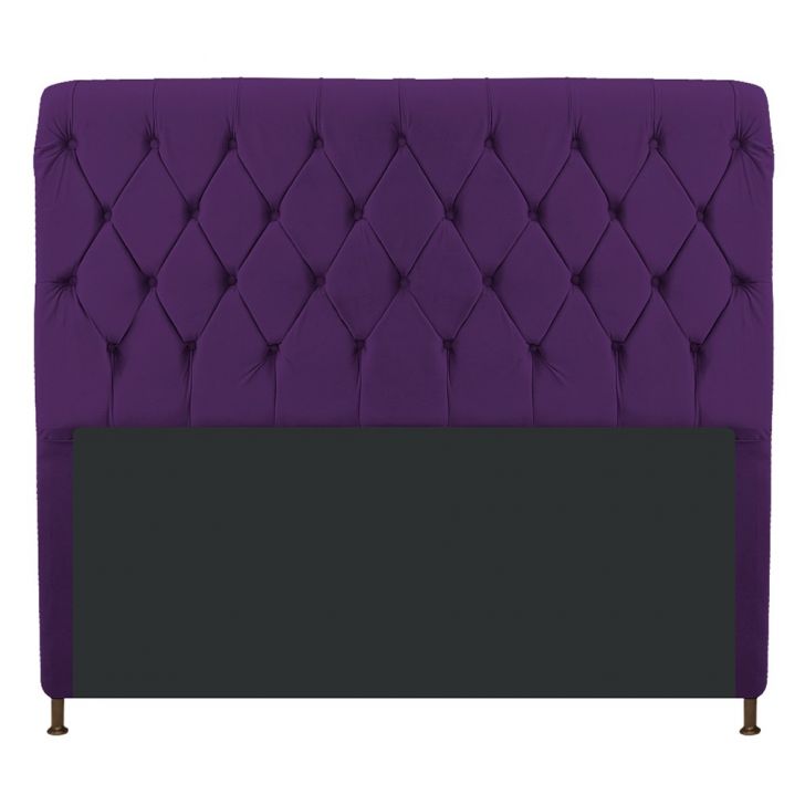 Cabeceira Estofada Cristal 195 cm King Size Com Capitonê Suede Roxo - Amarena Móveis