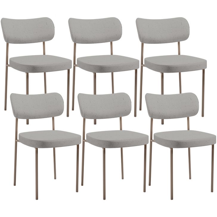 Kit 06 Cadeiras Estofadas Para Sala De Jantar Melina Base Arena L02 Linho Cinza - Lyam Decor