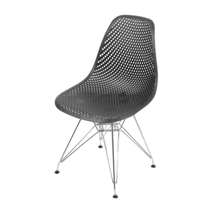 Cadeira Colmeia Preta e Cromada