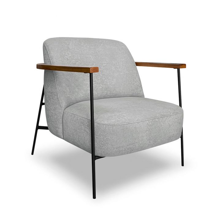 Image of Poltrona Ellie Linho Bouclé Cinza Claro PLA-MO895UP21NASMOB