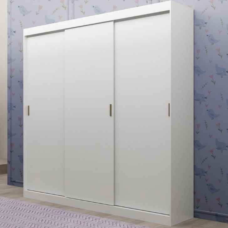 Guarda Roupa Infantil 3 Portas 4 Gav Branco Mega