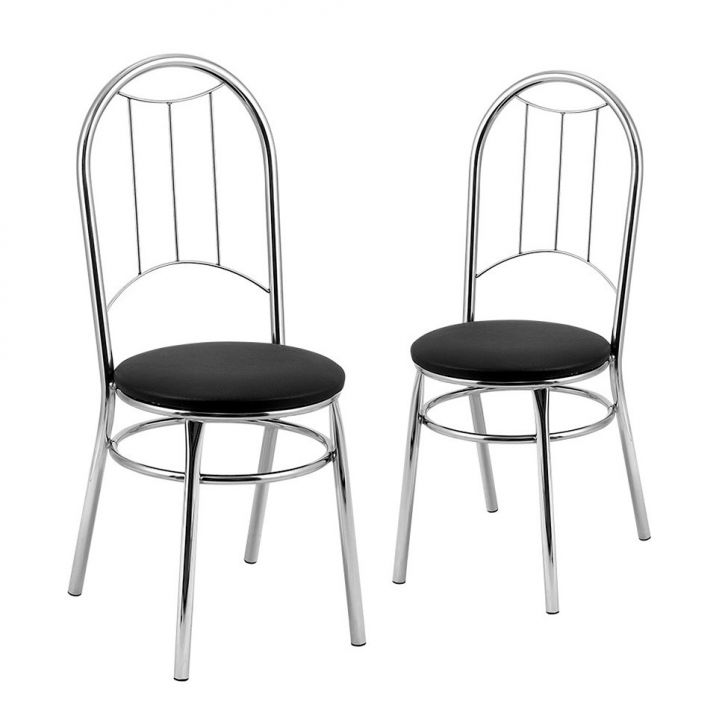 Conjunto Com 2 Cadeiras Boston Cromado E Preto