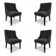 Kit 4 Cadeiras Decorativas Sala de Jantar Base Fixa de Madeira Firenze Veludo Preto G19 - Gran Belo