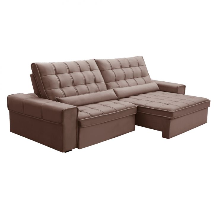 Image of Sofá 5 Lugares Retrátil E Reclinável Alasca Veludo Rose PLA-FE691UP21DTYMOB